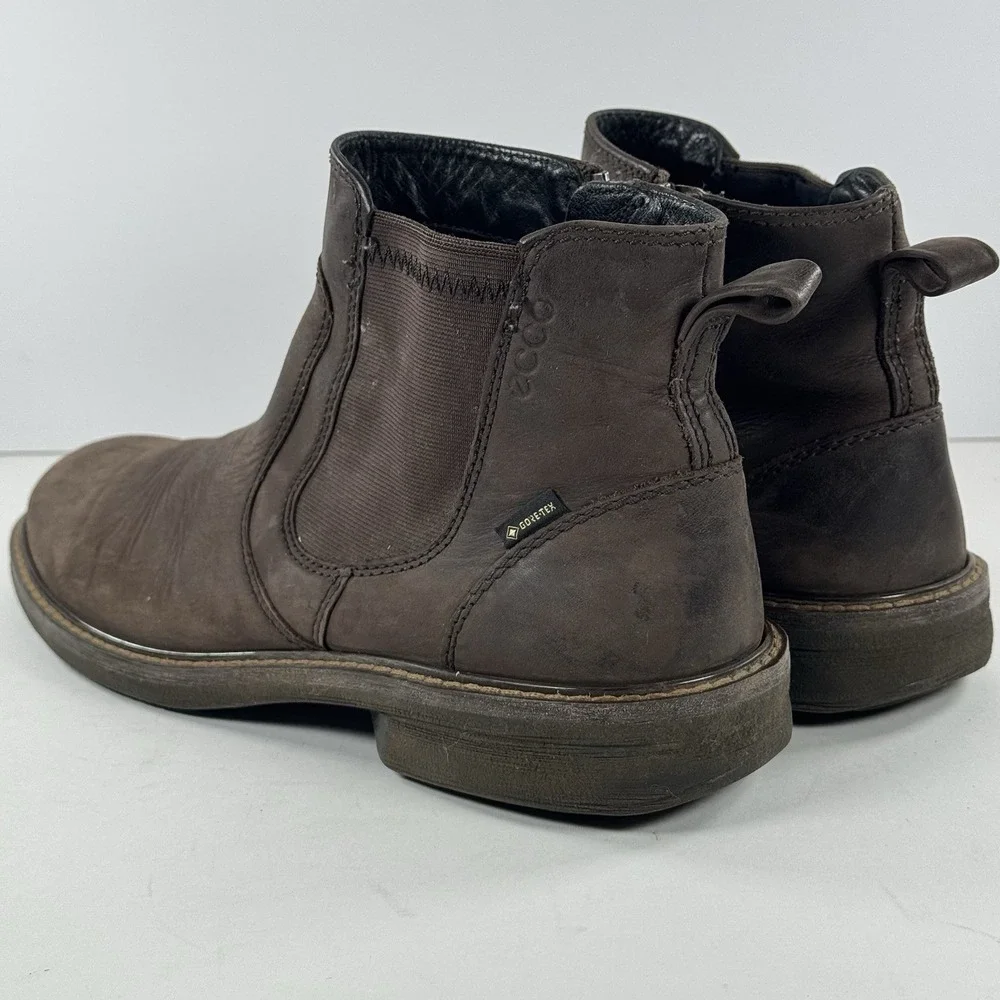 Ecco Turn GTX  Brown Leather Casual Classic Side Zip Chukka Boots‎ Men's Size 6